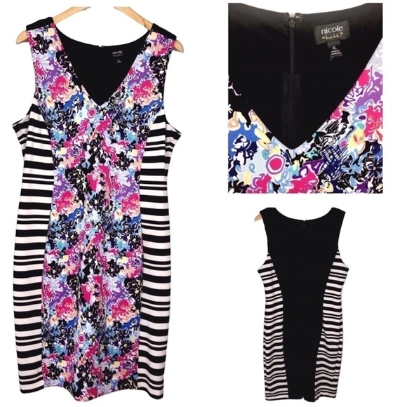 Nicole Miller Dress l COLOR BLOCK FLORAL DRESS l 0991 - Picture 2 of 4